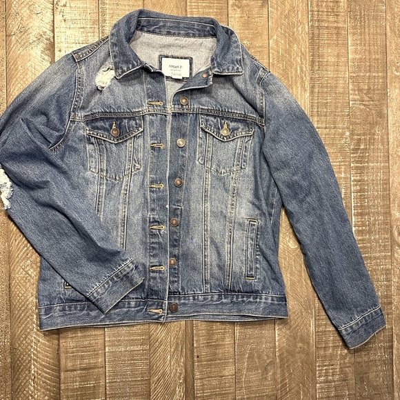 Forever 21 Jackets & Blazers - Woman’s Forever 21 Jean Jacket Size M Distressed Casual Wear